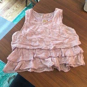 Mauve cotton and silk crop tiered top